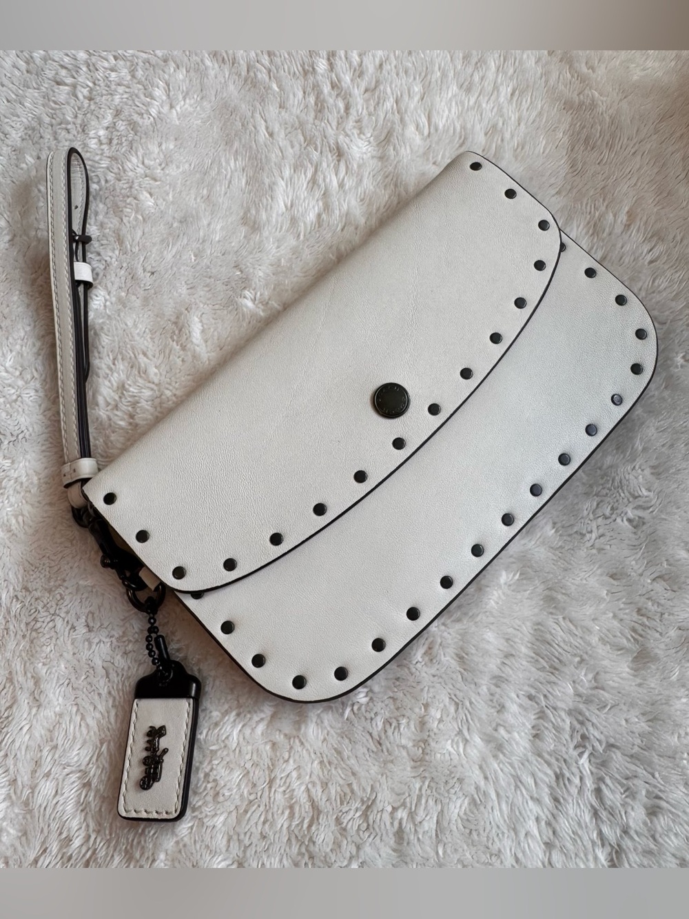 Coach 1941 Clutch Chalk with Rivets Wristlet Wallet Crossbody